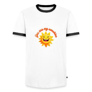'You are my sunshine' message gentil et positif - T-shirt contrasté Homme - blanc/noir - Devant - AI Model Female 172 light (172cm) & AI Model Male 178 dark (178cm)