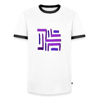 Purple Paint Maze - Men's Ringer Shirt - white/black - Front - AI Model Female 172 light (172cm) & AI Model Male 178 dark (178cm)