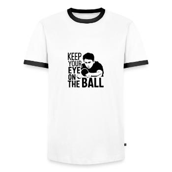Tischtennisspieler - Männer Kontrast-T-Shirt - Weiß/Schwarz - Vorne - AI Model Female 172 light (172cm) & AI Model Male 178 dark (178cm)