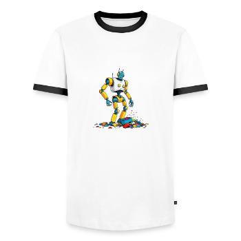 Wenn KI versucht, aufzuräumen - Männer Kontrast-T-Shirt - Weiß/Schwarz - Vorne - AI Model Female 172 light (172cm) & AI Model Male 178 dark (178cm)
