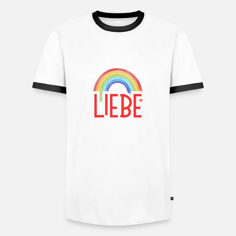 LIEBE + REGENBOGEN - Männer Kontrast-T-Shirt - Weiß/Schwarz