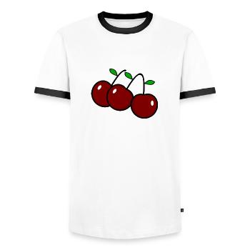 cerises - T-shirt contrasté Homme - blanc/noir - Devant - AI Model Female 172 light (172cm) & AI Model Male 178 dark (178cm)
