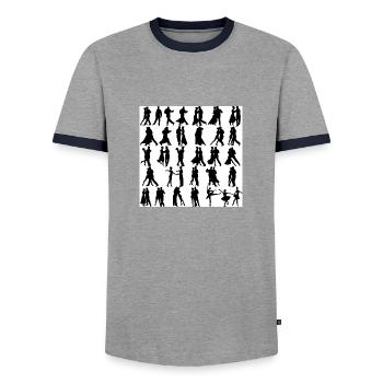 Dance - Men's Ringer Shirt - grey/navy  - Front - AI Model Female 172 light (172cm) & AI Model Male 178 light (178cm)
