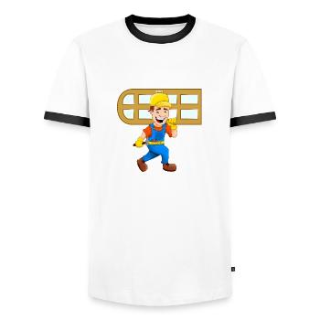 fenêtre glaser milieu artisan artisan vitrier - T-shirt contrasté Homme - blanc/noir - Devant - AI Model Female 172 light (172cm) & AI Model Male 178 dark (178cm)