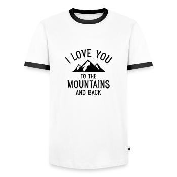 I Love You To The Mountains And Back - Men's Ringer Shirt - white/black - Front - AI Model Female 172 light (172cm) & AI Model Male 178 dark (178cm)