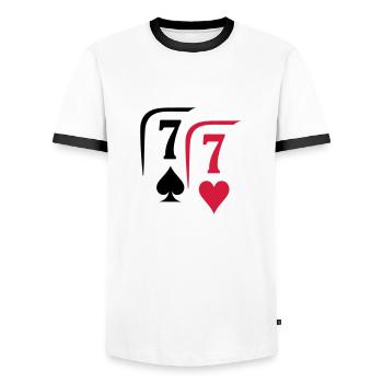 PAIR 7 - T-shirt contrasté Homme - blanc/noir - Devant - AI Model Female 172 light (172cm) & AI Model Male 178 dark (178cm)
