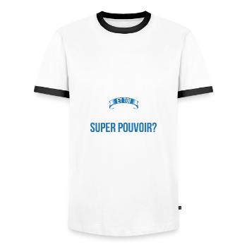 Thierry super pouvoir homme - T-shirt contrasté Homme - blanc/noir - Devant - AI Model Female 172 light (172cm) & AI Model Male 178 dark (178cm)