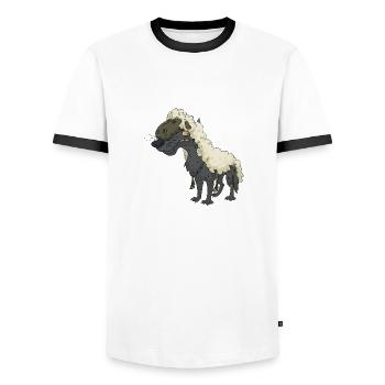 wolf - Men's Ringer Shirt - white/black - Front - AI Model Female 172 light (172cm) & AI Model Male 178 dark (178cm)