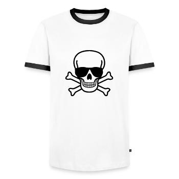 Skull with Sunglasses - Crâne - T-shirt contrasté Homme - blanc/noir - Devant - AI Model Female 172 light (172cm) & AI Model Male 178 dark (178cm)