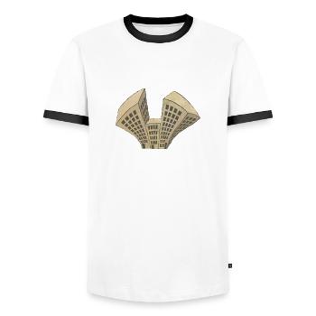 Earthquake - Männer Kontrast-T-Shirt - Weiß/Schwarz - Vorne - AI Model Female 172 light (172cm) & AI Model Male 178 dark (178cm)