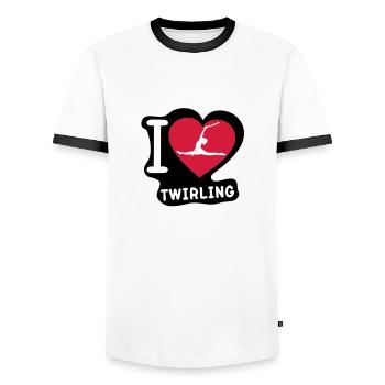 i love sports heart twirling baton3 - Men's Ringer Shirt - white/black - Front - AI Model Female 172 light (172cm) & AI Model Male 178 dark (178cm)