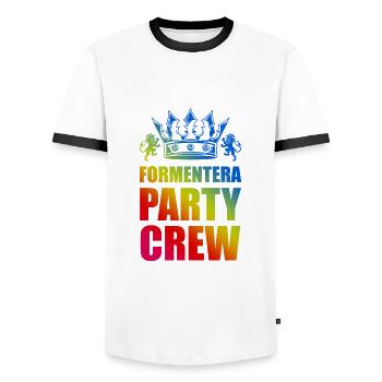 Dicton de l’équipe de la fête de Formentera - T-shirt contrasté Homme - blanc/noir - Devant - AI Model Female 172 light (172cm) & AI Model Male 178 dark (178cm)