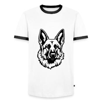 German Shepherd Dog Head - Men's Ringer Shirt - white/black - Front - AI Model Female 172 light (172cm) & AI Model Male 178 dark (178cm)