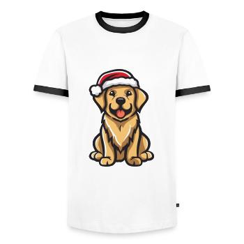 Golden Retriever Hund Weihnachten Lustig - Männer Kontrast-T-Shirt - Weiß/Schwarz - Vorne - AI Model Female 172 light (172cm) & AI Model Male 178 dark (178cm)
