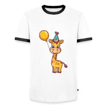 Giraffe Birthday Baby - Men's Ringer Shirt - white/black - Front - AI Model Female 172 light (172cm) & AI Model Male 178 dark (178cm)