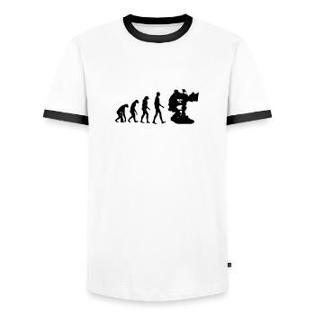 Cameraman / Camera / Video / Cadreur - T-shirt contrasté Homme - blanc/noir - Devant - AI Model Female 172 light (172cm) & AI Model Male 178 dark (178cm)