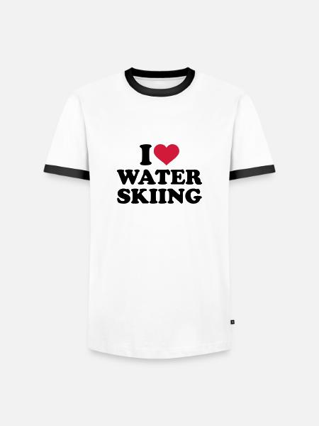 Wasserski - Männer Kontrast-T-Shirt - Weiß/Schwarz