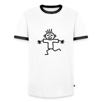 Strichmännchen Läufer - Männer Kontrast-T-Shirt - Weiß/Schwarz - Vorne - AI Model Female 172 light (172cm) & AI Model Male 178 dark (178cm)
