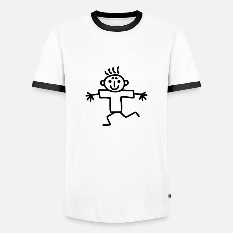 Strichmännchen Läufer - Männer Kontrast-T-Shirt - Weiß/Schwarz