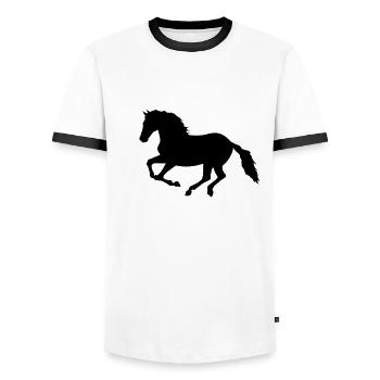 horse - Men's Ringer Shirt - white/black - Front - AI Model Female 172 light (172cm) & AI Model Male 178 dark (178cm)