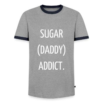 Sugar (daddy) addict - T-shirt contrasté Homme - gris/marine  - Devant - AI Model Female 172 light (172cm) & AI Model Male 178 light (178cm)