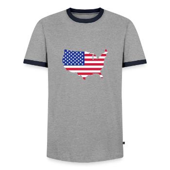 Etats-Unis - T-shirt contrasté Homme - gris/marine  - Devant - AI Model Female 172 light (172cm) & AI Model Male 178 light (178cm)