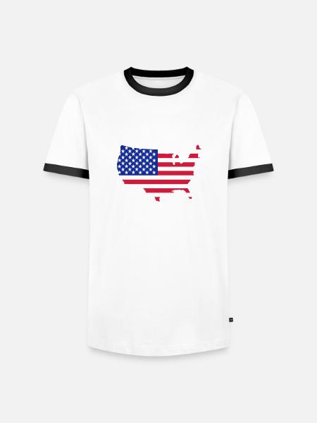 USA - Männer Kontrast-T-Shirt - Weiß/Schwarz