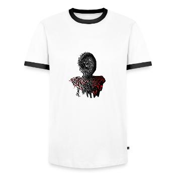 Monstre spirale - T-shirt contrasté Homme - blanc/noir - Devant - AI Model Female 172 light (172cm) & AI Model Male 178 dark (178cm)