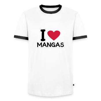 j'aime les mangas - T-shirt contrasté Homme - blanc/noir - Devant - AI Model Female 172 light (172cm) & AI Model Male 178 dark (178cm)