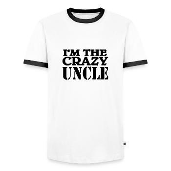 I'm the crazy Uncle - T-shirt contrasté Homme - blanc/noir - Devant - AI Model Female 172 light (172cm) & AI Model Male 178 dark (178cm)