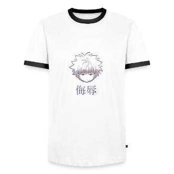 Kirua Killua Baka  Fun - Men's Ringer Shirt - white/black - Front - AI Model Female 172 light (172cm) & AI Model Male 178 dark (178cm)