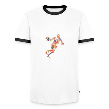 Basketball - Männer Kontrast-T-Shirt - Weiß/Schwarz - Vorne - AI Model Female 172 light (172cm) & AI Model Male 178 dark (178cm)