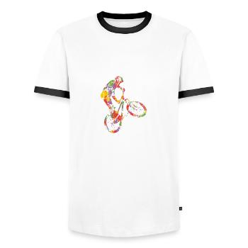 BMX - Männer Kontrast-T-Shirt - Weiß/Schwarz - Vorne - AI Model Female 172 light (172cm) & AI Model Male 178 dark (178cm)