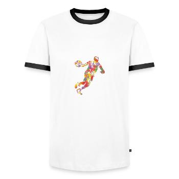 Basketball - Männer Kontrast-T-Shirt - Weiß/Schwarz - Vorne - AI Model Female 172 light (172cm) & AI Model Male 178 dark (178cm)