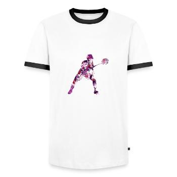 Badminton - Männer Kontrast-T-Shirt - Weiß/Schwarz - Vorne - AI Model Female 172 light (172cm) & AI Model Male 178 dark (178cm)