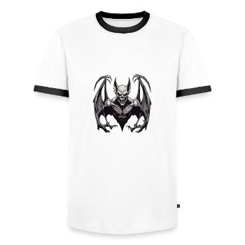 Bat / Vampire / Dracula / Animal / Halloween - Men's Ringer Shirt - white/black - Front - AI Model Female 172 light (172cm) & AI Model Male 178 dark (178cm)