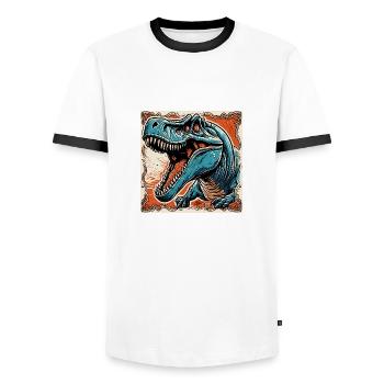 Dinosaurier / Tier / Urzeit / Reptil / Jungs - Männer Kontrast-T-Shirt - Weiß/Schwarz - Vorne - AI Model Female 172 light (172cm) & AI Model Male 178 dark (178cm)