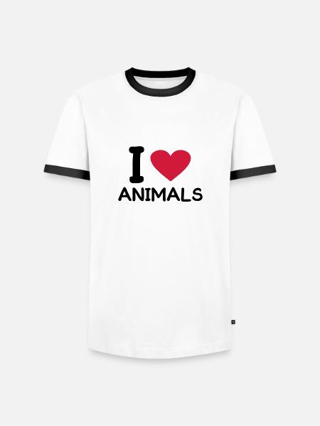 i love Animals - Männer Kontrast-T-Shirt - Weiß/Schwarz