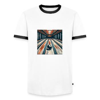 Bowling / Skittles / Bowling Alley / Pin / Strike - Men's Ringer Shirt - white/black - Front - AI Model Female 172 light (172cm) & AI Model Male 178 dark (178cm)