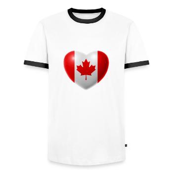 Coeur (Canada / Canada) - T-shirt contrasté Homme - blanc/noir - Devant - AI Model Female 172 light (172cm) & AI Model Male 178 dark (178cm)