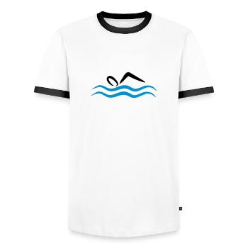 float - Men's Ringer Shirt - white/black - Front - AI Model Female 172 light (172cm) & AI Model Male 178 dark (178cm)