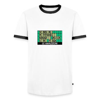 The Wheel of Fortune - Men's Ringer Shirt - white/black - Front - AI Model Female 172 light (172cm) & AI Model Male 178 dark (178cm)