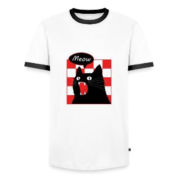 Cat and humor - Men's Ringer Shirt - white/black - Front - AI Model Female 172 light (172cm) & AI Model Male 178 dark (178cm)