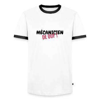 Mechanic Mechanik Mécanique Mécanicien Garage - Men's Ringer Shirt - white/black - Front - AI Model Female 172 light (172cm) & AI Model Male 178 dark (178cm)