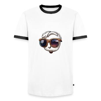 Figurine / Smile / Sunglasses / Cool / Emojis - Men's Ringer Shirt - white/black - Front - AI Model Female 172 light (172cm) & AI Model Male 178 dark (178cm)