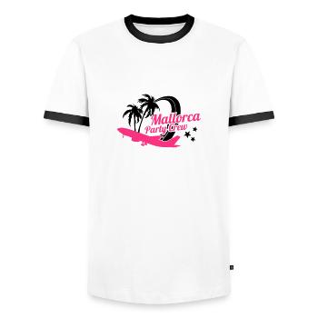 Mallorca Party Crew - Männer Kontrast-T-Shirt - Weiß/Schwarz - Vorne - AI Model Female 172 light (172cm) & AI Model Male 178 dark (178cm)