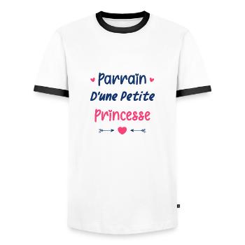 Parrain d'une princesse - T-shirt contrasté Homme - blanc/noir - Devant - AI Model Female 172 light (172cm) & AI Model Male 178 dark (178cm)
