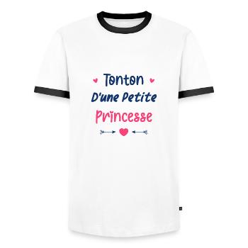 Tonton d'une princesse - T-shirt contrasté Homme - blanc/noir - Devant - AI Model Female 172 light (172cm) & AI Model Male 178 dark (178cm)
