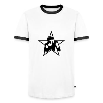 Boxer Boxing Boxing Martial Arts Ring Sport - Men's Ringer Shirt - white/black - Front - AI Model Female 172 light (172cm) & AI Model Male 178 dark (178cm)
