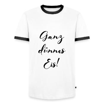 Ganz Dünnes Eis Lustige Spruch Geschenk Einbrechen - Männer Kontrast-T-Shirt - Weiß/Schwarz - Vorne - AI Model Female 172 light (172cm) & AI Model Male 178 dark (178cm)